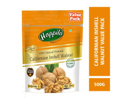 Happilo Premium 100% Natural Californian Inshell Walnut Kernels Value Pack Pouch, 500 g